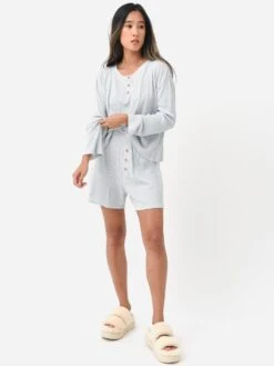 Eberjey Women's Cozy Waffle Long Sleeve & Short Pajama Set 9 Eberjey Women's Cozy Waffle Long Sleeve & Short Pajama Set -Standrews Links Officials Store PJ2029TLUSxGREYSTONExAlt3 79481161