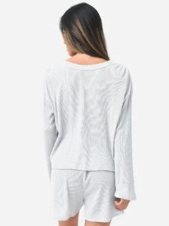 Eberjey Women's Cozy Waffle Long Sleeve & Short Pajama Set 11 Eberjey Women's Cozy Waffle Long Sleeve & Short Pajama Set -Standrews Links Officials Store PJ2029TLUSxGREYSTONExAlt5 79481165