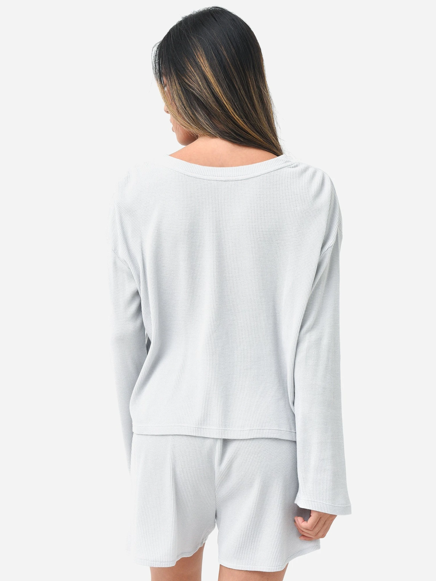 Eberjey Women's Cozy Waffle Long Sleeve & Short Pajama Set 6 Eberjey Women's Cozy Waffle Long Sleeve & Short Pajama Set - Image 6