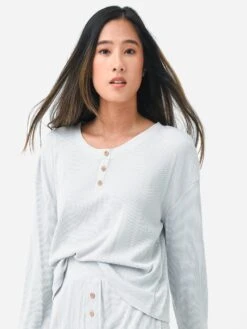 Eberjey Women's Cozy Waffle Long Sleeve & Short Pajama Set