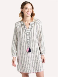 Sundry Striped Beach Cover Up Tunic