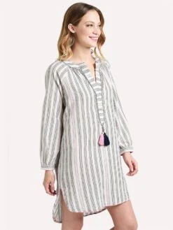 Sundry Striped Beach Cover Up Tunic -Standrews Links Officials Store R5 E36 NATURALalt1