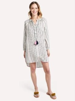 Sundry Striped Beach Cover Up Tunic -Standrews Links Officials Store R5 E36 NATURALalt3