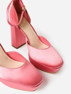 Loeffler Randall Women's Selina Closed-Toe Platform Heel -Standrews Links Officials Store SELINA SATNxBUBBLEGUMSATINxAlt2 95728331