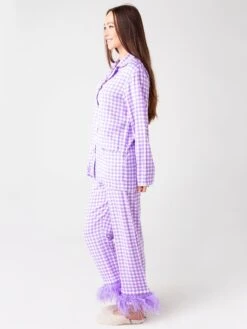 Sleeper Women's Party Pajama Set With Feathers -Standrews Links Officials Store SH2166PxLAVENDERWHITExAlt2 44396182