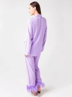 Sleeper Women's Party Pajama Set With Feathers -Standrews Links Officials Store SH2166PxLAVENDERWHITExAlt3 44396183