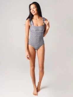 Ephemera Women's Classic Gingham Ruffle One-Piece Swimsuit -Standrews Links Officials Store SS20UP22 GMxCLASSICGINGHAMxAlt3 21517238