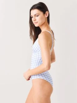 Ephemera Women's Sky Gingham Classic One-Piece Swimsuit -Standrews Links Officials Store SS21UP23 SGxSKYGINGHAMxAlt2 33680675