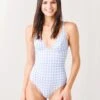 Ephemera Women's Sky Gingham Classic One-Piece Swimsuit