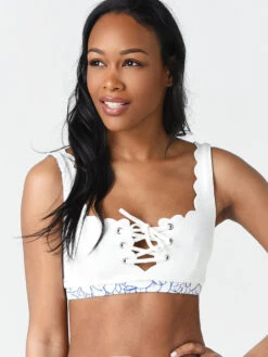 Marysia Women's Palm Springs Tie Bikini Top -Standrews Links Officials Store ST086 BOUGAINVILLEABLUEPRINTalt4