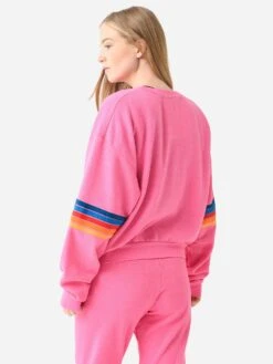 Aviator Nation Women's Rainbow Stitch Sleeve Crew Sweatshirt -Standrews Links Officials Store SWRXRSSTxPARISPINK2xAlt3 80147247