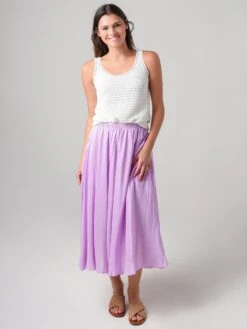 Vince Women's Gathered Silk Habotai Pull-On Skirt -Standrews Links Officials Store V651630598xLILACxAlt3 10606823