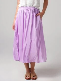 Vince Women's Gathered Silk Habotai Pull-On Skirt