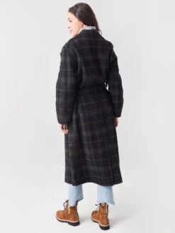 Vince Women's Long Plaid Coat -Standrews Links Officials Store V773491362xBLACKJAVAxAlt3 48127731