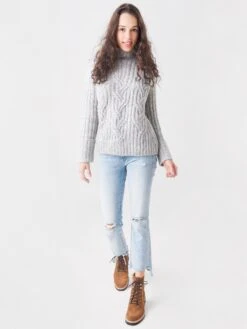 Vince Women's Mirrored Cable Turtleneck -Standrews Links Officials Store V784278854xLTGREYxAlt1 48127038