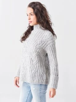 Vince Women's Mirrored Cable Turtleneck -Standrews Links Officials Store V784278854xLTGREYxAlt2 48126945