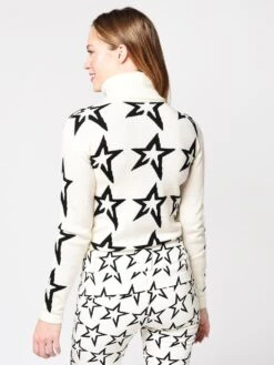 Perfect Moment Women’s Merino Wool Stardust Sweater -Standrews Links Officials Store W18W050 SNOWWHITE BLACKSTARalt2