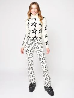 Perfect Moment Women’s Merino Wool Stardust Sweater -Standrews Links Officials Store W18W050 SNOWWHITE BLACKSTARalt3