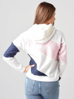 Faherty Brand Women's Ripple Color-Blocked Fleece Hoodie -Standrews Links Officials Store WKS2028xWHITEPINKNAVYxAlt2