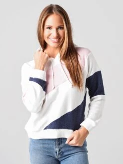 Faherty Brand Women's Ripple Color-Blocked Fleece Hoodie