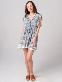Poupette St. Barth Women's Lace Trimmed Mila Dress -Standrews Links Officials Store WMAS20TMDRTAWBxWHITEBLUEAMARYLISxAlt3