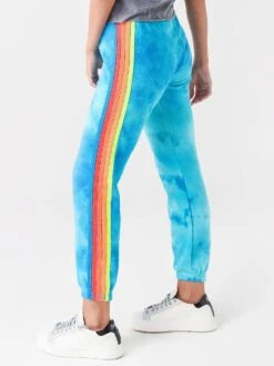 Aviator Nation Women's Hand Dyed 5 Stripe Sweatpant -Standrews Links Officials Store WSPHDYRS5xTIEDYENEONBLUERAINBOWxAlt2 49653242