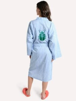 Ros Garden Anya Embroidered Kimono -Standrews Links Officials Store anyaembkimono stripebluealt2