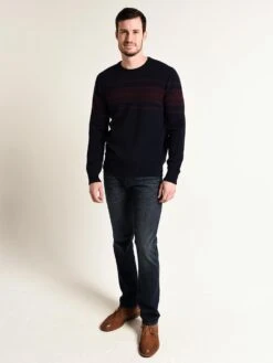 Hartford Bicolor Jacquard Crew Pullover -Standrews Links Officials Store aqr7329 navy redalt1