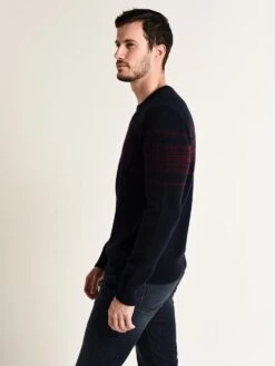 Hartford Bicolor Jacquard Crew Pullover -Standrews Links Officials Store aqr7329 navy redalt2