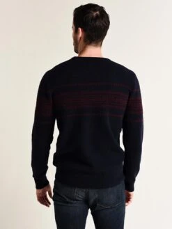 Hartford Bicolor Jacquard Crew Pullover -Standrews Links Officials Store aqr7329 navy redalt3