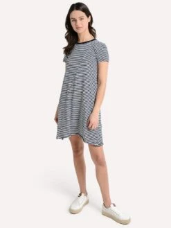 ATM Stripe Jersey Short Sleeve Dress -Standrews Links Officials Store aw2177 gan navy whitestripealt1