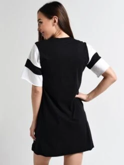 ATM Women's Classic Jersey Striped Sleeve Crew Neck Dress -Standrews Links Officials Store aw2180 gab blackalt2