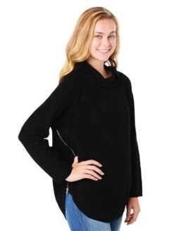 Fate Cowl Neck Sweater With Side Zips