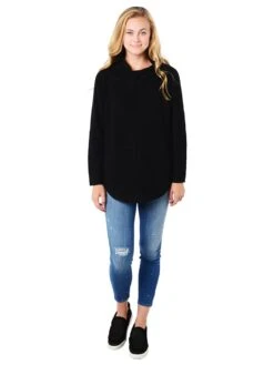 Fate Cowl Neck Sweater With Side Zips -Standrews Links Officials Store az 036 blackalt2