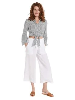 Bella Dahl Frayed Crop Wide Leg Pant -Standrews Links Officials Store b3012 654 303 white 84ef4158 2396 4da7 802c af5a0c62db9f