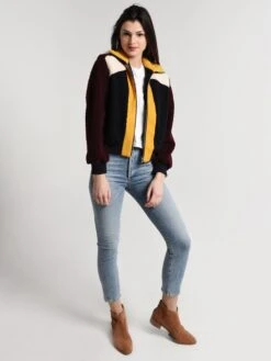 J.O.A Multi Contrast Teddybear Jacke -Standrews Links Officials Store bc7860 multistripealt3