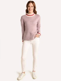 J.O.A. High Neck Stripe Detail Sweater -Standrews Links Officials Store bc7991 lavenderalt3