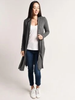 Beyond Yoga High Slit Long Duster Cardigan -Standrews Links Officials Store bh2116 mid heathergrayalt3