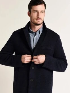 Harris Wharf London Boxy Coat Heavy Herringbone -Standrews Links Officials Store c9101mmg navybluealt1
