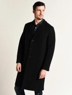 Harris Wharf London Boiled Wool Overcoat -Standrews Links Officials Store c9121mlc anthracitealt2