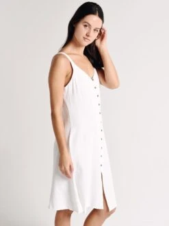 Melissa Woven Button Midi Dress -Standrews Links Officials Store da7215aimk whitealt1
