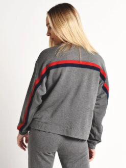 Velvet Danica Luxe Fleece Stripe Top -Standrews Links Officials Store danica03 charcoalalt2