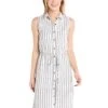 Everly Button Down Shift Dress With Tie