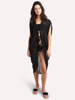 Echo Solid Open Front Breeze Caftan -Standrews Links Officials Store eb0065 blackalt1