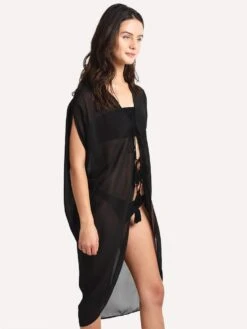 Echo Solid Open Front Breeze Caftan -Standrews Links Officials Store eb0065 blackalt2