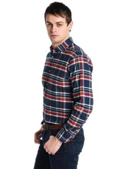 Mizzen+Main Redmond Red, Blue & White Plaid Flannel Shirt -Standrews Links Officials Store fl 1001 redalt1