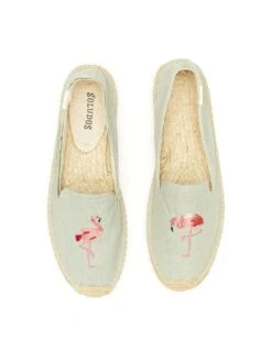 Soludos Flamingo Embroidered Smoking Slipper -Standrews Links Officials Store fss1505 chambrayalt2