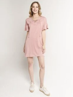 Papercrane Front Tie Detail Dress -Standrews Links Officials Store ft46974 mauvealt1