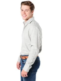 Good Man Brand Bond Long Sleeve Modern Spread Collar Grey Heather Vintage Shirt -Standrews Links Officials Store g216 13 123 greyalt2