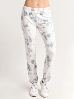 Monrow Elastic Waist Sweats With Cloud Tie Dye